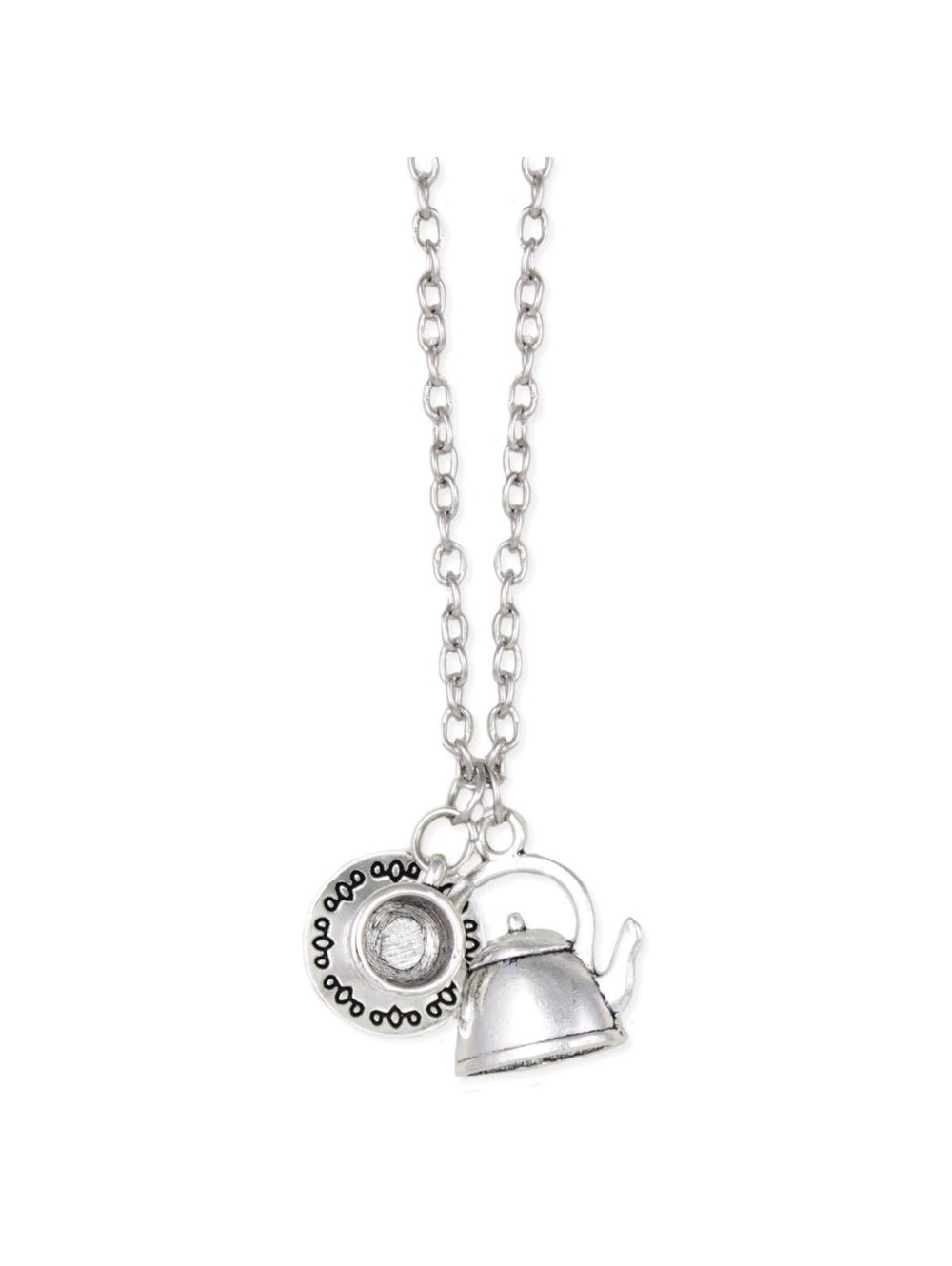 ZAD - Spot of Tea Silver Teacup Kettle Necklace